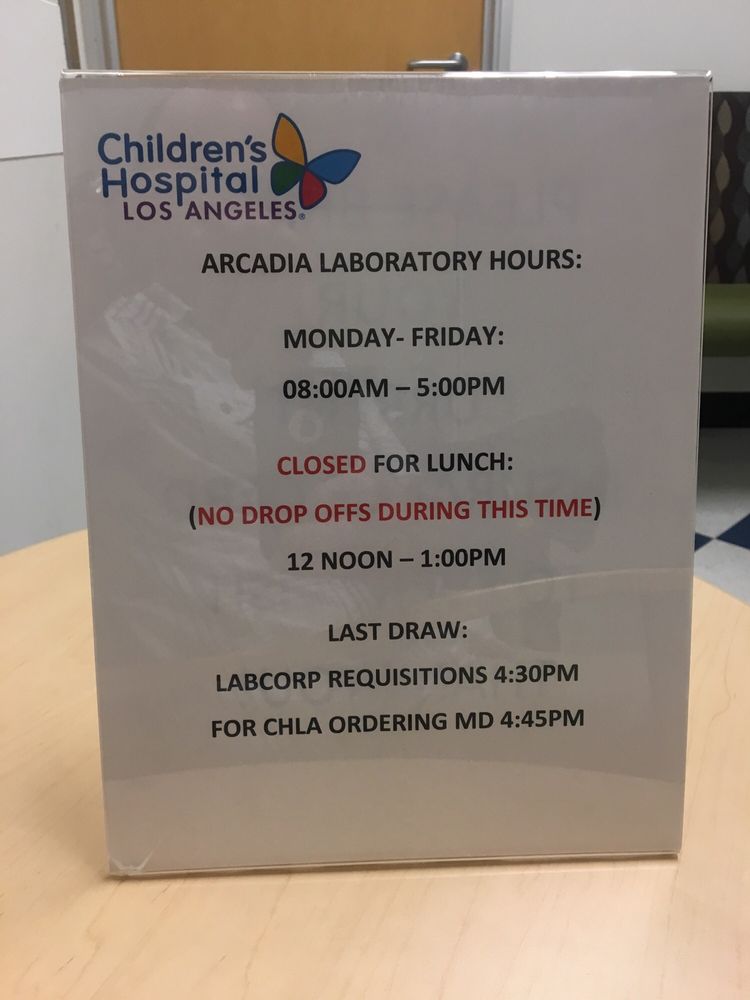 CHILDREN’S HOSPITAL LOS ANGELES LABORATORY ARCADIA Updated September