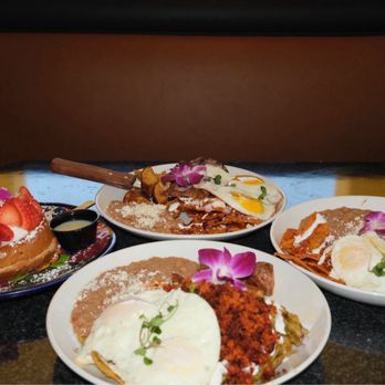 Casa Mia Bistro - Chilaquiles with Chorizo/ Steak Tres Leche Toast - Mexican Near Me - Victorville, California Casa Mia Bistro - Chilaquiles with Chorizo/ Steak Tres Leche Toast - Mexican Near Me - Victorville, California