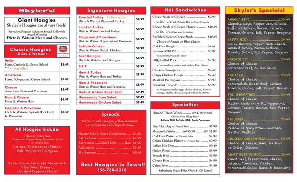 Menu photo 3 Skyler's Hoagies Mount Laurel, NJ Menu photo 3 Skyler's Hoagies Mount Laurel, NJ