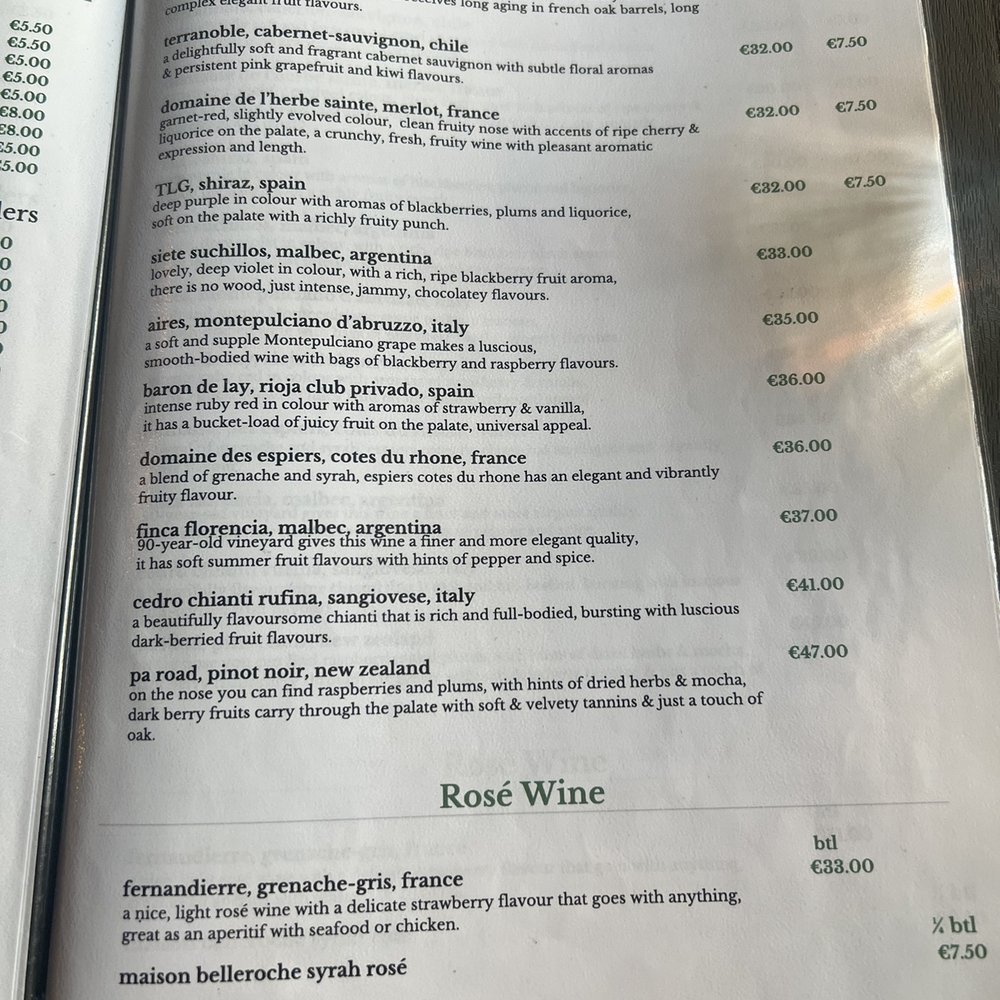 Fitz's Pub - Red wine menu - Pubs Near Me - Doolin, CE