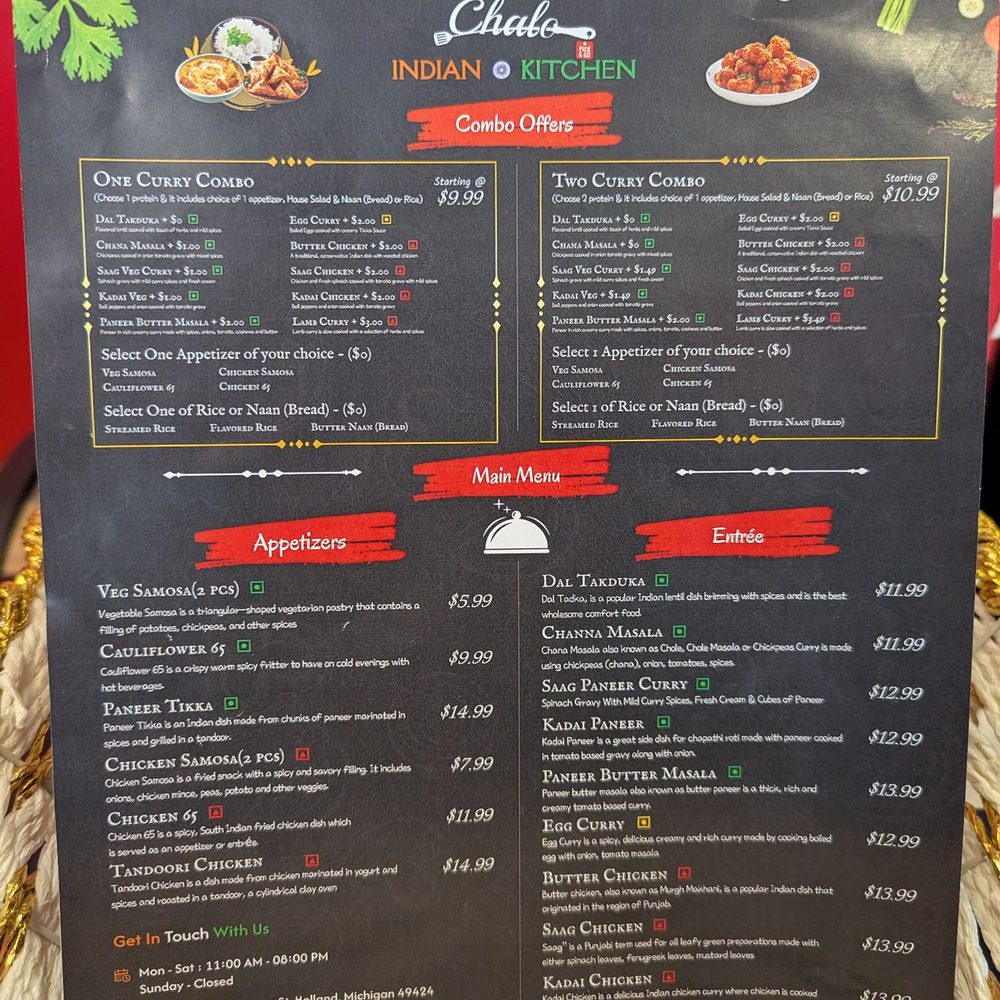 Chalo Indian Kitchen - Menu - Indian Near Me - Holland, Michigan Chalo Indian Kitchen - Menu - Indian Near Me - Holland, Michigan