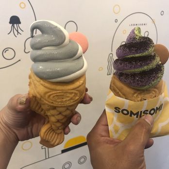 Somisomi - black sesame and milk swirl and taro and matcha swirl - Ice Cream & Frozen Yogurt Near Me - Irvine, California Somisomi - black sesame and milk swirl and taro and matcha swirl - Ice Cream & Frozen Yogurt Near Me - Irvine, California