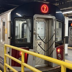 MTA - Main Street Subway Station - Side View of the 7 Train