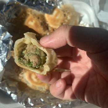 Mama Dough - Inside of Pork and Chive Pan Fried dumplings - Chinese Near Me - Kent, Washington