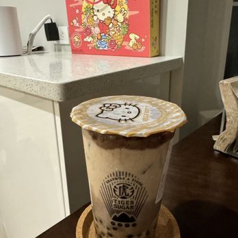 Tiger Sugar - Brown Sugar Boba Milk + Pearl with Chocolate Malt + Creamer Mousse - Bubble Tea Near Me - Centreville, Virginia