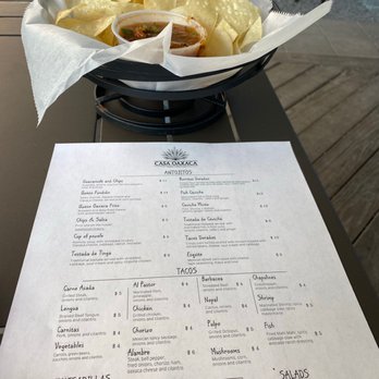 Casa Oaxaca - Free chips and salsa, front menu summer 2021 - Mexican Near Me - Bethesda, Maryland Casa Oaxaca - Free chips and salsa, front menu summer 2021 - Mexican Near Me - Bethesda, Maryland