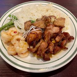 Grand Buffet - Fried rice, noodles, bbq chicken, garlic shrimp potatoes, and green beans!