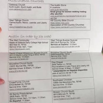The Source - Austin Area churches that are recommended to individuals during visitations. - Crisis Pregnancy Centers Near Me - Austin, Texas