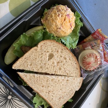 Chicken Salad Chick - Chicken salad with bacon and a side of pimento cheese spread. - Southern Near Me - Creve Coeur, Missouri Chicken Salad Chick - Chicken salad with bacon and a side of pimento cheese spread. - Southern Near Me - Creve Coeur, Missouri