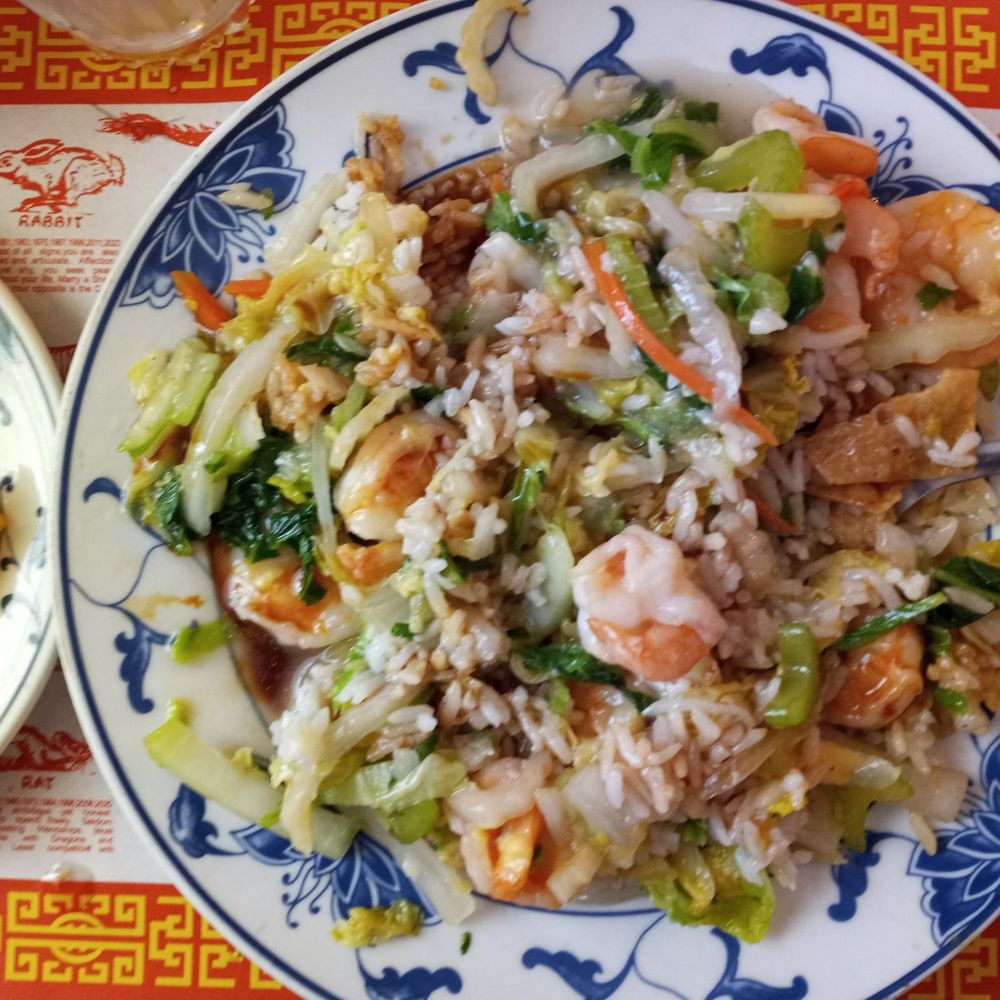 China Inn Restaurant - a plate of fried rice with shrimp and vegetables - Chinese Near Me - West Branch, Michigan China Inn Restaurant - a plate of fried rice with shrimp and vegetables - Chinese Near Me - West Branch, Michigan
