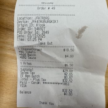 True Burger - Receipt for bacon - Burgers Near Me - Queens, New York True Burger - Receipt for bacon - Burgers Near Me - Queens, New York