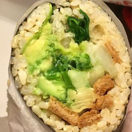 Vegan sushi burrito with tofu, delicious!