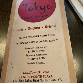 Tokyo Japanese Restaurant - Menu 5/24/19 - Japanese Near Me - Twin Falls, Idaho Tokyo Japanese Restaurant - Menu 5/24/19 - Japanese Near Me - Twin Falls, Idaho