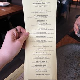 Happy Hour menu