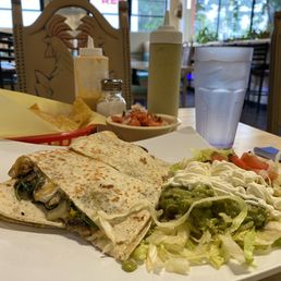 Epazote Mushroom Quesadilla and chips and salsa