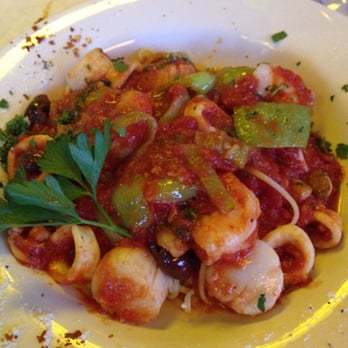 Linguine's Italian Restaurant - Linguine fra diavolo with shrimp and scallops and requested calamari - Italian Near Me - Bowmansville, New York Linguine's Italian Restaurant - Linguine fra diavolo with shrimp and scallops and requested calamari - Italian Near Me - Bowmansville, New York