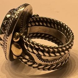Steve Saunders Master Jeweler - 18 karat gold handcrafted, sterling silver set with turquoise one of a kind