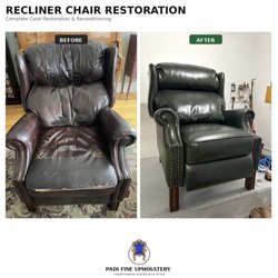 Padi Fine Upholstery - A recliner chair before and after.