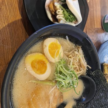 Aoyama Ramen - The original tonkatsu ramen with a seasoned soft-boiled egg and a chashu pork bun. Yum yum! - Ramen Near Me - Olathe, Kansas Aoyama Ramen - The original tonkatsu ramen with a seasoned soft-boiled egg and a chashu pork bun. Yum yum! - Ramen Near Me - Olathe, Kansas