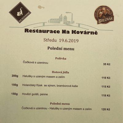 Menu photo 4 Hostinec Na Kovárně Prague, PR Menu photo 4 Hostinec Na Kovárně Prague, PR