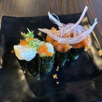 Orange Fish - Bay Scallop Nigiri Ikura Nigiri - Ramen Near Me - La Verne, California Orange Fish - Bay Scallop Nigiri Ikura Nigiri - Ramen Near Me - La Verne, California
