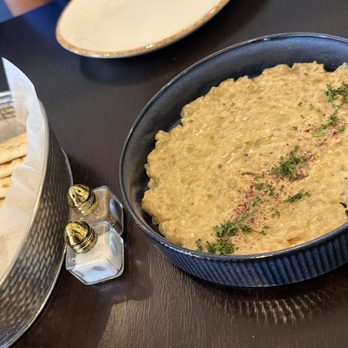 Tripoli's - Babagaboush - roasted eggplant dip and pita - Mediterranean Near Me - San Antonio, Texas Tripoli's - Babagaboush - roasted eggplant dip and pita - Mediterranean Near Me - San Antonio, Texas