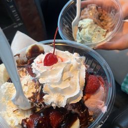 Banana split, 2 scoops vanilla (no chocolate). Banana split, 2 scoops vanilla (no chocolate).