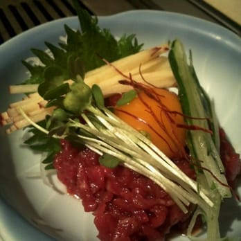 Anjin - beef sashimi with egg yolk - Japanese Near Me - Costa Mesa, California
