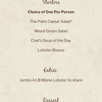 The Palm - Las Vegas - The "special" menu. - Steakhouses Near Me - Las Vegas, Nevada