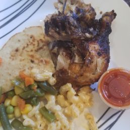 Chicken with pita bread, mac & cheese, mixed vegtables. Chicken with pita bread, mac & cheese, mixed vegtables.