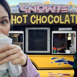 Snowie bus selling hot chocolate in cold weather Snowie bus selling hot chocolate in cold weather