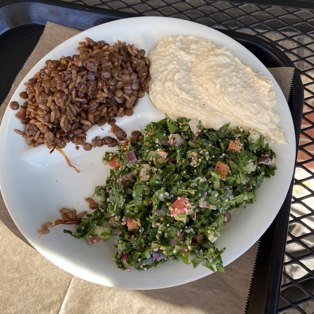 Hummus, Tabouli Salad, and Mjadarah Hummus, Tabouli Salad, and Mjadarah