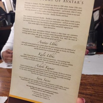 Avatar's Restaurant - History of the restaurant and its owners - Indian Near Me - Sausalito, California