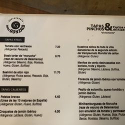 Las Tapas De Gonzalo - Menu