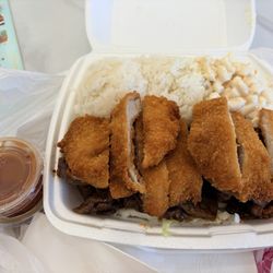 JJ’s Hawaiian BBQ  - #20 Combo Plate (BBQ Beef, BBQ Short Ribs & Chicken Katsu)