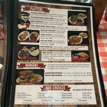 Bucky Bee's BBQ - Menu Oct 2020 - Barbeque Near Me - Cave City, Kentucky