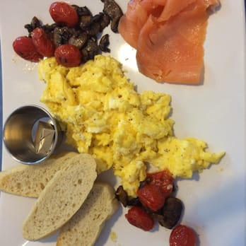Flying With Jerome - Scrabble eggs with mushrooms tomatoes and salmon! Amazing flavored. - Breakfast & Brunch Near Me - Clearwater, Florida Flying With Jerome - Scrabble eggs with mushrooms tomatoes and salmon! Amazing flavored. - Breakfast & Brunch Near Me - Clearwater, Florida