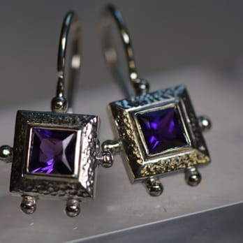 Benée Rubin Jewellery Design - Grape coloured, square cut amethysts sparkle in these sterling silver handcrafted earrings! - Jewelry Near Me - Vancouver, British Columbia Benée Rubin Jewellery Design - Grape coloured, square cut amethysts sparkle in these sterling silver handcrafted earrings! - Jewelry Near Me - Vancouver, British Columbia