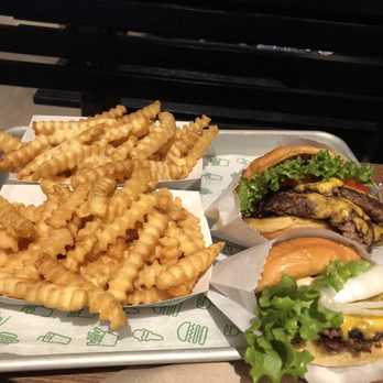 Shake Shack Southlake - Cheese fries, regular fries and two burgers - Fast Food Near Me - Southlake, Texas