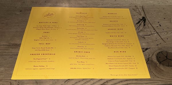 Menu photo 3 Bar Primi Bowery New York, NY