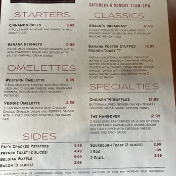 Pat and Gracie's - Brunch menu - Comfort Food Near Me - Columbus, Ohio Pat and Gracie's - Brunch menu - Comfort Food Near Me - Columbus, Ohio