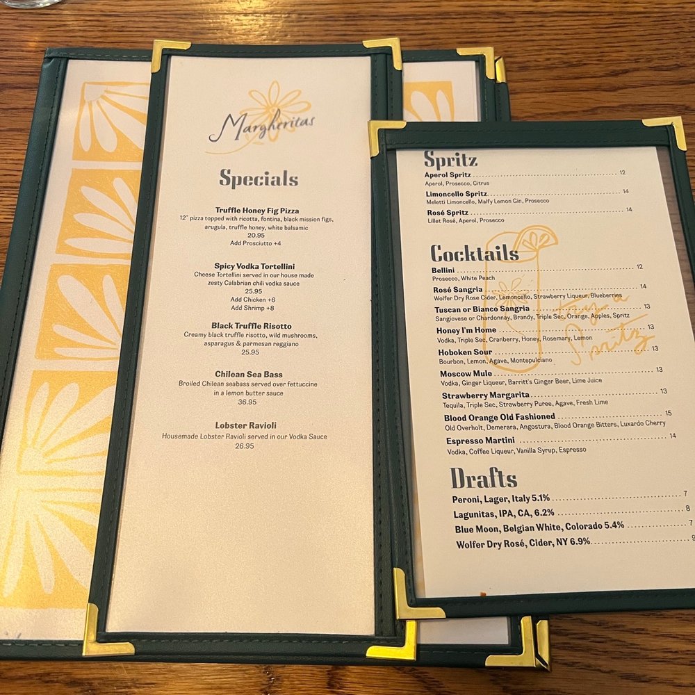 Margherita's - Menu - Pizza Near Me - Hoboken, New Jersey