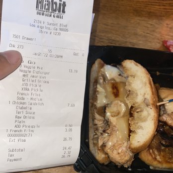 Habit Burger & Grill - The receipt says "Plain", but the sandwich has cheese. ‍ They do this every time. - Salad Near Me - Echo Park, California