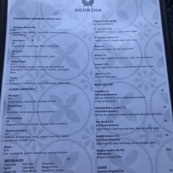 Goorsha - Drink menu - Ethiopian Near Me - Durham, North Carolina