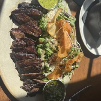 Steelbach - Skirt steak salad. Mine did not have a two sauces on them this time. - New American Near Me - Tampa, Florida Steelbach - Skirt steak salad. Mine did not have a two sauces on them this time. - New American Near Me - Tampa, Florida