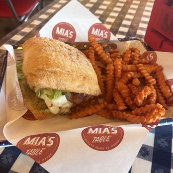Mia's Table - Grilled Chicken Sandwich with sweet potato fries - American Near Me - Webster, Texas