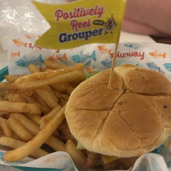 Frenchys Outpost Bar & Grill - Fried Grouper Sandwich w/ Fries - Bars Near Me - Dunedin, Florida