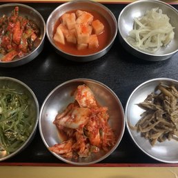Banchan. My favorite is the bottom right. Banchan. My favorite is the bottom right.