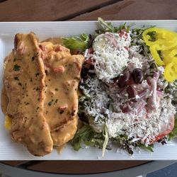 Lincolns Grill - Chicken polenta and Greek salad