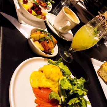 Chambar - Oeuf et steak (top), fresh fruit and pork belly (middle), gaufre au saumon (bottom) - Belgian Near Me - Vancouver, British Columbia